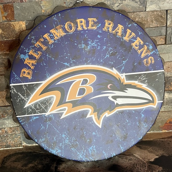 Baltimore Ravens NFL American Football Logo Bottle Top 13.5" Metal Wall Sign - Picture 1 of 7